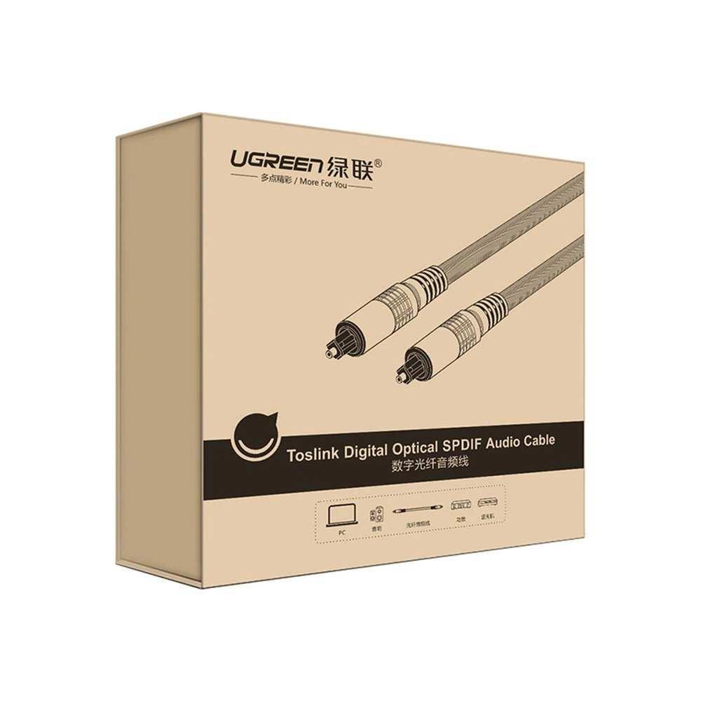 iTok webáruház - Ugreen Ugreen AV108 10540 Toslink/SPDIF optikai kábel, 2 m (szürke) 6 Ugreen AV108 10540 optical Toslink/SPDIF cable 2m (szürke)