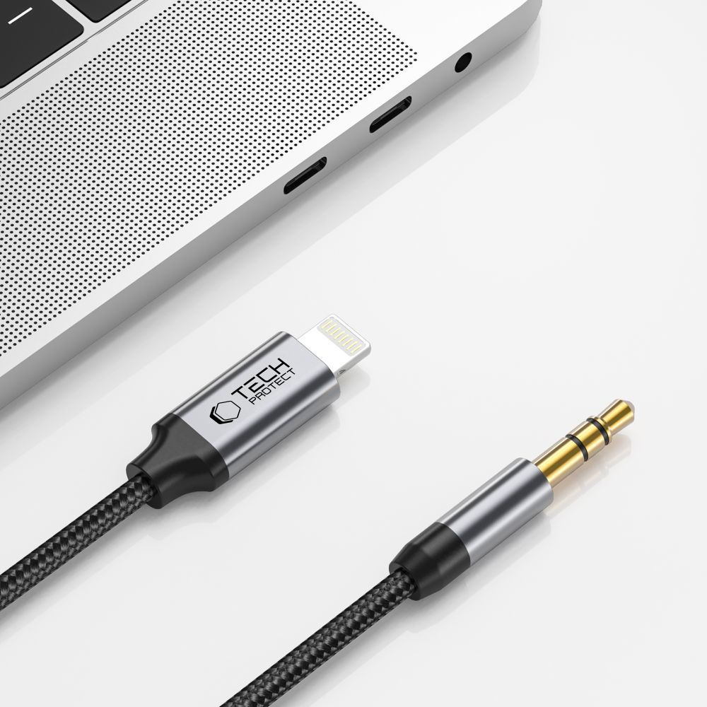 iTok webáruház - Tech-Protect Tech-Protect UltraBoost Lightning–3,5 mm jack audiokábel, 1 m (fekete) 3 Tech-Protect UltraBoost audio Lightning / mini jack 3.5mm cable 1m (fekete)