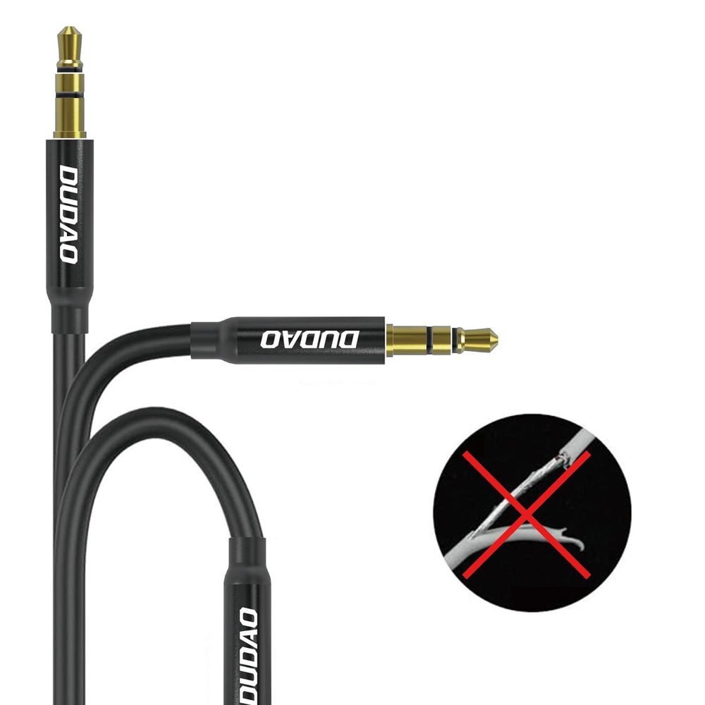 iTok webáruház - Dudao Dudao L12S AUX kábel, 3,5 mm mini jack, 1 m (fekete) 6 Dudao L12S AUX cable mini jack 3.5mm 1m 3-pole stereo (fekete)