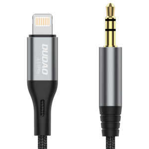 Dudao Lightning–3,5 mm-es mini jack audiókábel, 1 m, szürke (L11PRO)