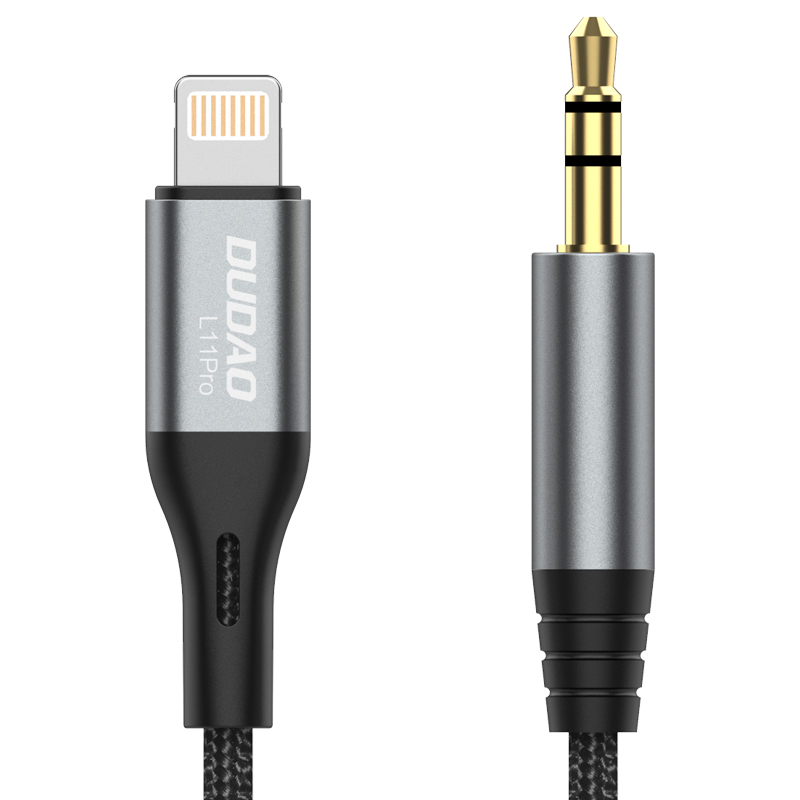 iTok webáruház - Dudao Dudao Lightning–3,5 mm-es mini jack audiókábel, 1 m, szürke (L11PRO) 1 Dudao Lightning to mini jack 3.5mm audio cable 1m gray (L11PRO)