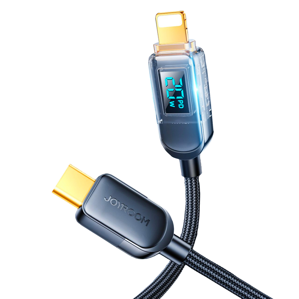 iTok webáruház - Joyroom Joyroom A4 S-CL020A4 USB-C–Lightning kábel kijelzővel, 20 W, 1,2 m (fekete) 1 Joyroom A4 USB-C / Lightning Cable 20W 1.2m with display (fekete)