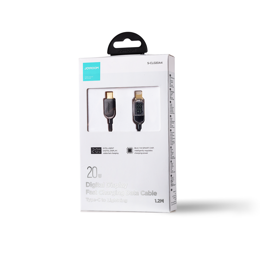 iTok webáruház - Joyroom Joyroom A4 S-CL020A4 USB-C–Lightning kábel kijelzővel, 20 W, 1,2 m (fekete) 3 Joyroom A4 USB-C / Lightning Cable 20W 1.2m with display (fekete)