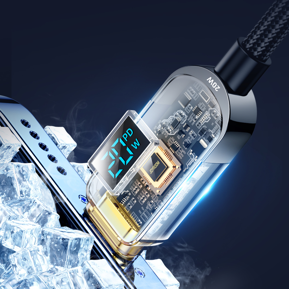 iTok webáruház - Joyroom Joyroom A4 S-CL020A4 USB-C–Lightning kábel kijelzővel, 20 W, 1,2 m (fekete) 5 Joyroom A4 USB-C / Lightning Cable 20W 1.2m with display (fekete)