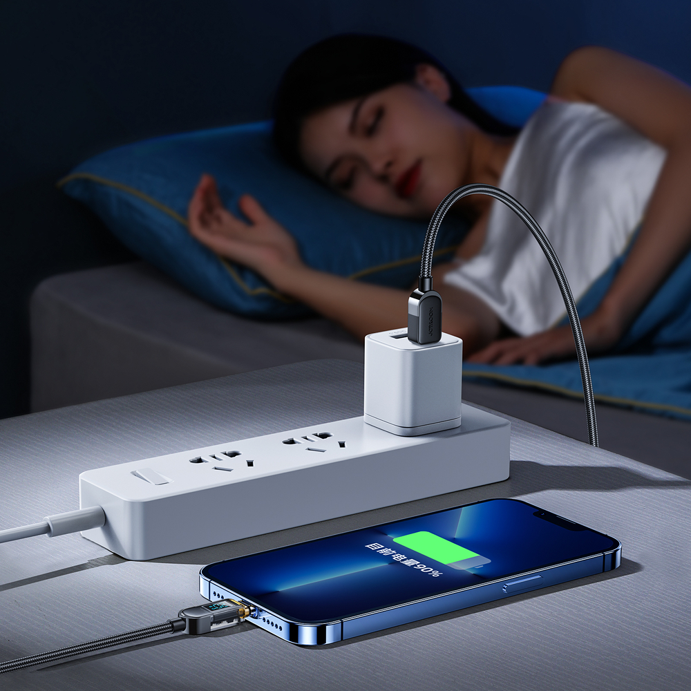 iTok webáruház - Joyroom Joyroom A4 S-CL020A4 USB-C–Lightning kábel kijelzővel, 20 W, 1,2 m (fekete) 8 Joyroom A4 USB-C / Lightning Cable 20W 1.2m with display (fekete)