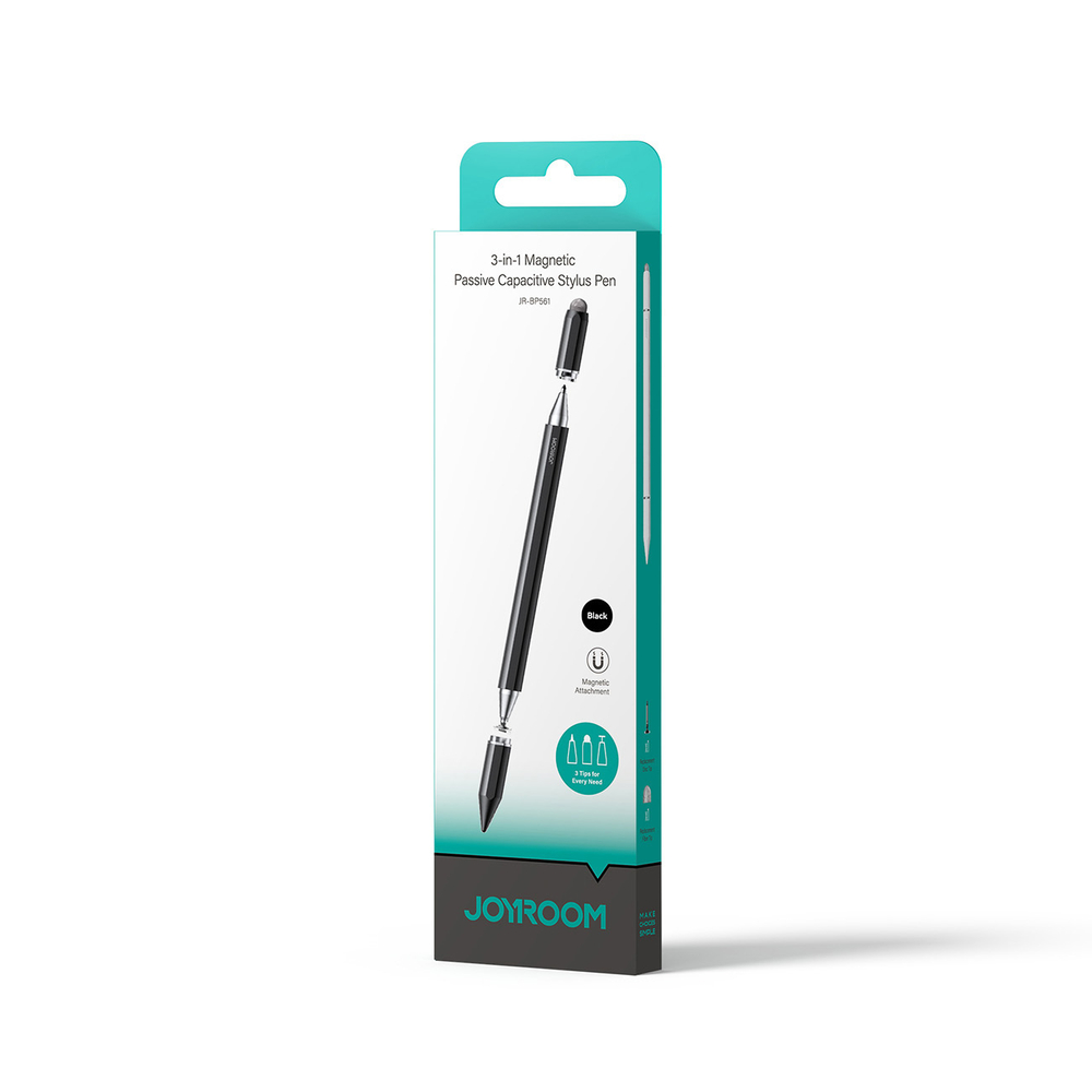 iTok webáruház - Joyroom Joyroom JR-BP561 3 az 1-ben kapacitív érintőceruza (fekete) 4 Joyroom JR-BP561 3-in-1 Passive Magnetic Capacitive Stylus (fekete)