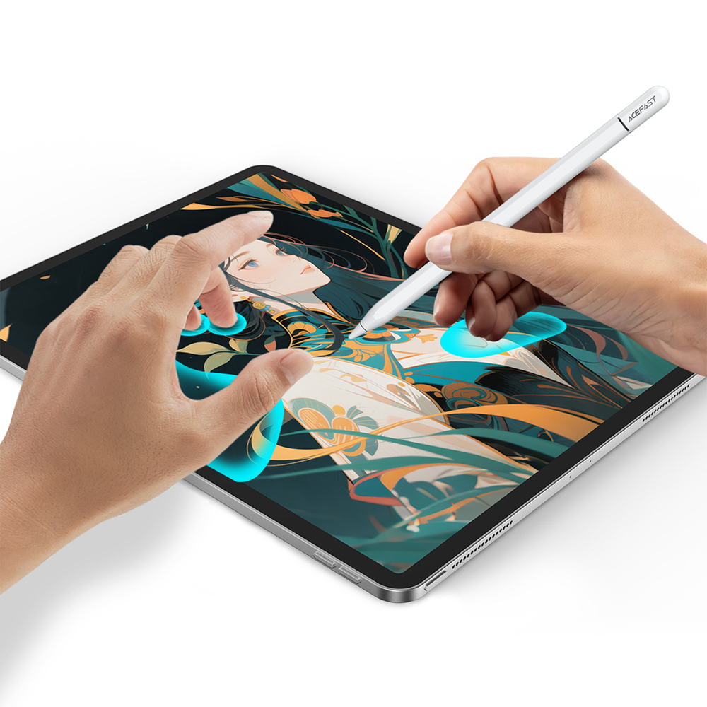 iTok webáruház - Acefast V3 kapacitív érintőceruza iPadhez (fehér) 8 Acefast V3 Capacitive Stylus for iPad with Wireless Charging and 2 Interchangeable Tips (fehér)