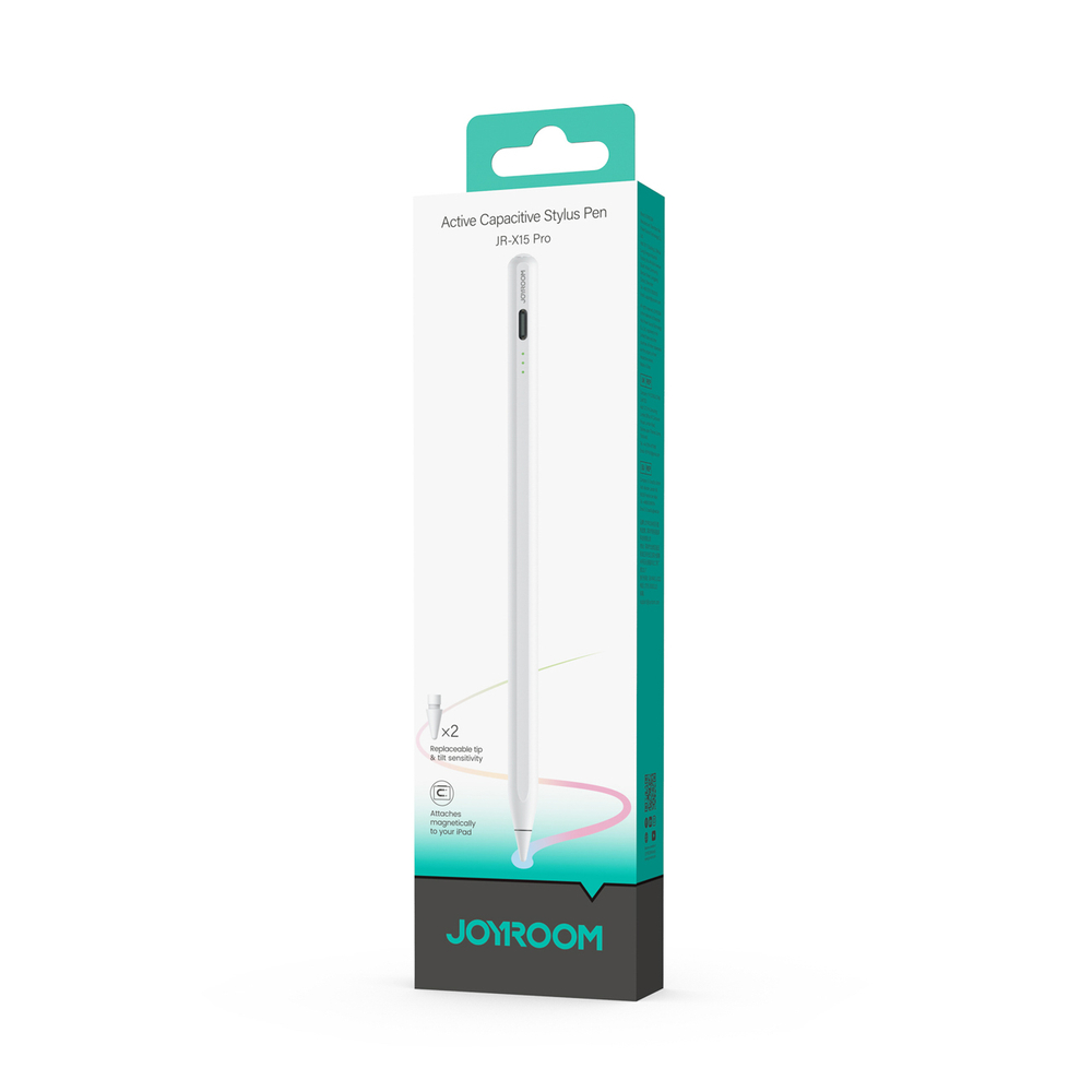 iTok webáruház - Joyroom Joyroom JR-X15 Pro aktív érintőceruza (fehér) 3 Joyroom JR-X15 Pro Active Stylus with 2 Spare Tips (fehér)