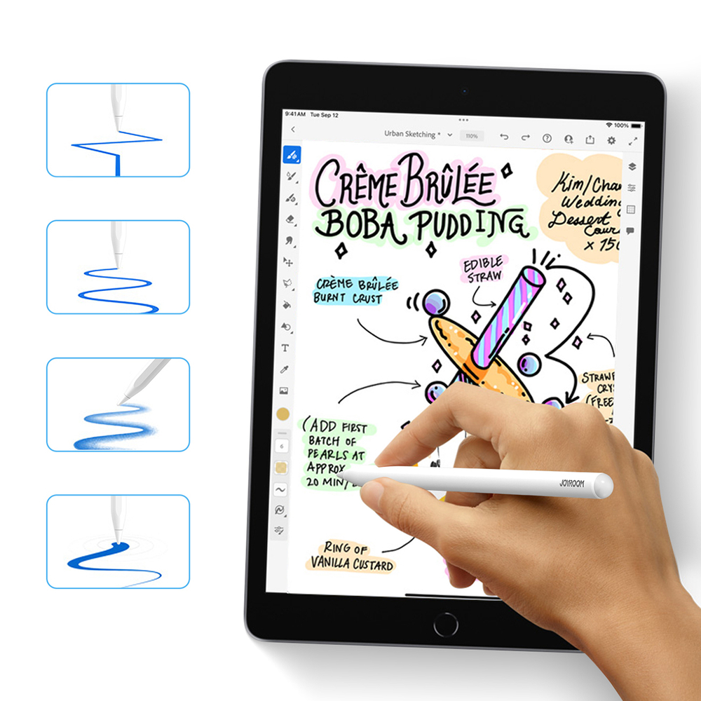 iTok webáruház - Joyroom Joyroom JR-X9S Pro aktív érintőceruza 2 cserélhető heggyel (fehér) 4 Joyroom JR-X9S Pro Active Stylus with 2 Interchangeable Tips (fehér)