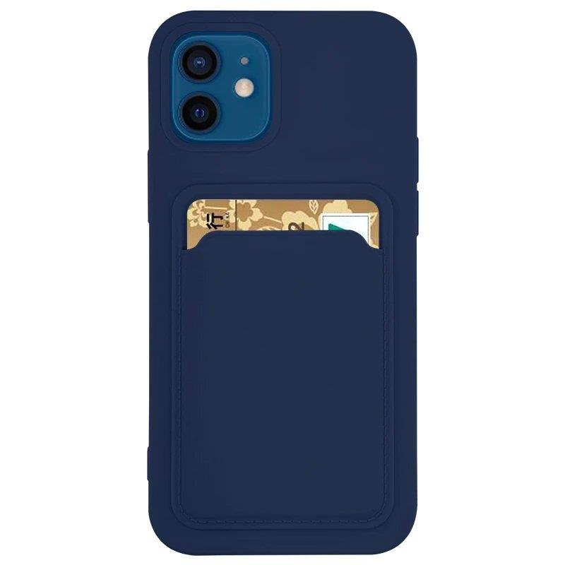 iTok webáruház - Samsung Szilikon kártyatartós tok Samsung Galaxy S21+ 5G készülékhez – sötétkék 1 Card Case Silicone Wallet Case with Card Slot Documents for Samsung Galaxy S21 + 5G (S21 Plus 5G) Navy Blue
