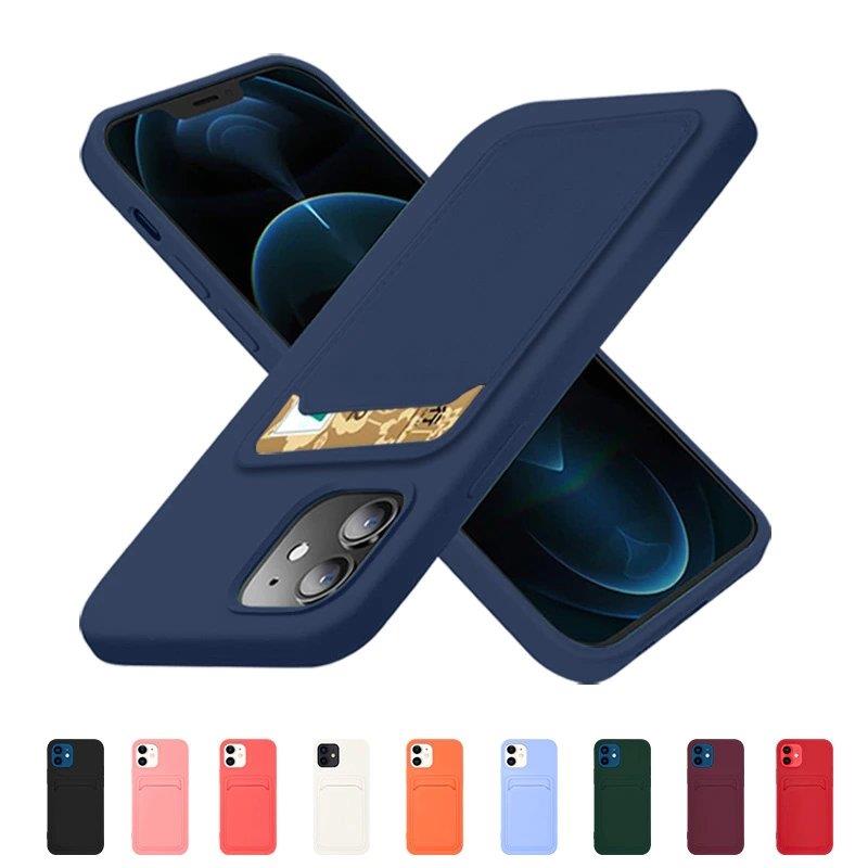 iTok webáruház - Samsung Szilikon kártyatartós tok Samsung Galaxy S21+ 5G készülékhez – sötétkék 2 Card Case Silicone Wallet Case with Card Slot Documents for Samsung Galaxy S21 + 5G (S21 Plus 5G) Navy Blue