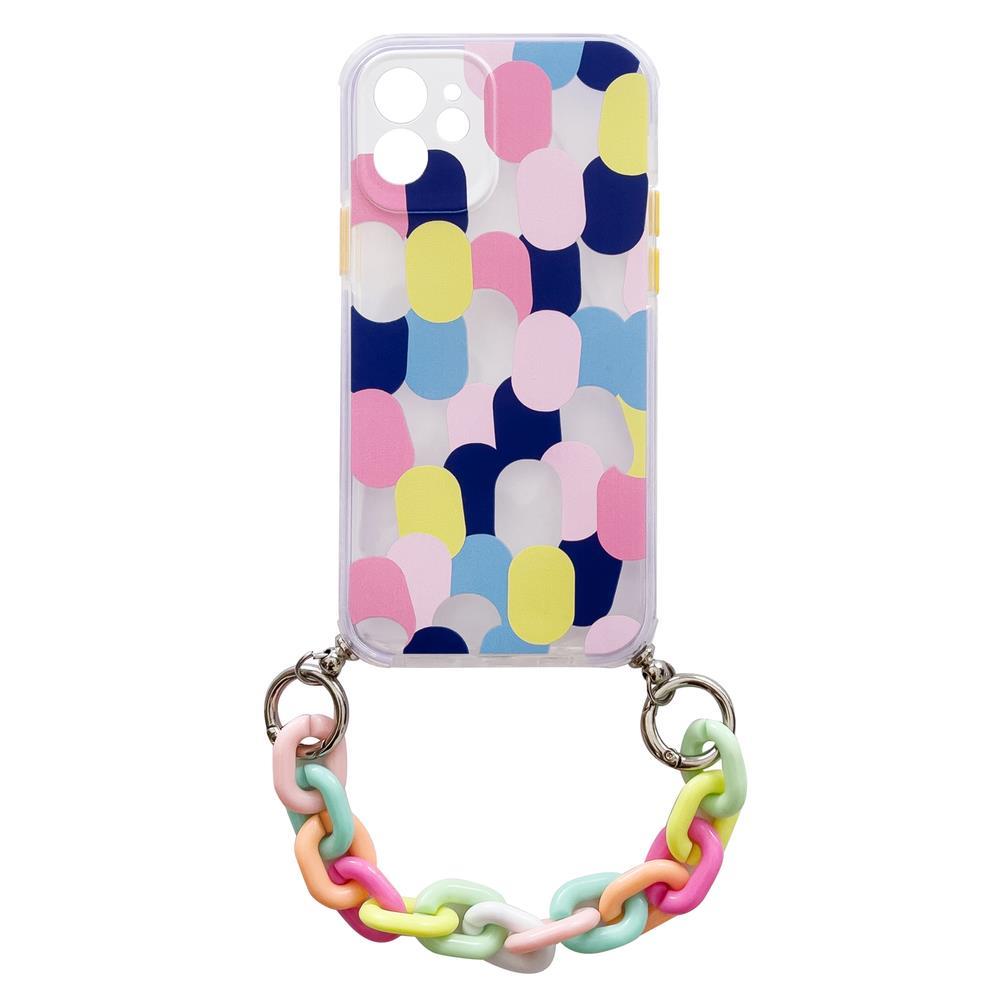 iTok webáruház - Samsung Color Chain Case rugalmas tok Samsung Galaxy S21 5G készülékhez – színes lánccal 1 Color Chain Case gel flexible elastic case cover with a chain pendant for Samsung Galaxy S21 5G multicolour (1)