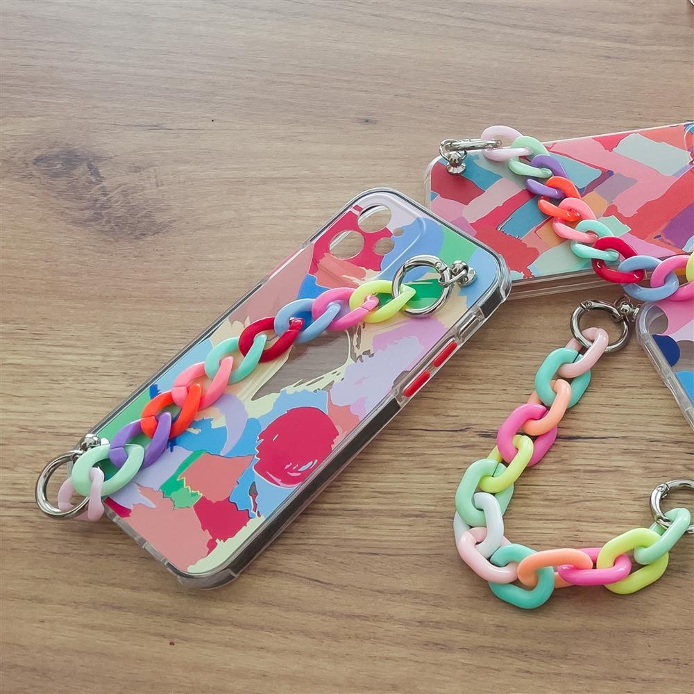 iTok webáruház - Samsung Color Chain Case rugalmas tok Samsung Galaxy S21 5G készülékhez – színes lánccal 7 Color Chain Case gel flexible elastic case cover with a chain pendant for Samsung Galaxy S21 5G multicolour (1)