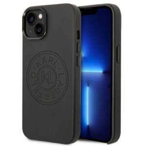 Karl Lagerfeld Leather Perforated Logo tok iPhone 14 Plushoz (fekete)