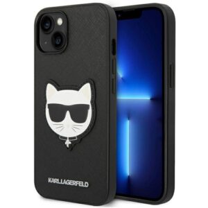 Karl Lagerfeld Saffiano Choupette Head Patch tok iPhone 14 Plus készülékhez (fekete)