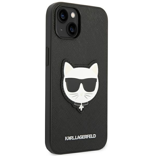 iTok webáruház - Karl Lagerfeld Karl Lagerfeld Saffiano Choupette Head Patch tok iPhone 14 Plus készülékhez (fekete) 4 Karl Lagerfeld Saffiano Choupette Head Patch Case for iPhone 14 Plus (fekete)