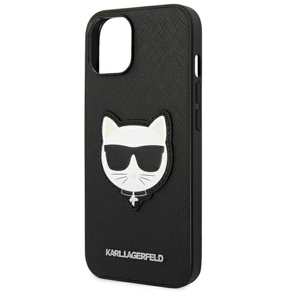 iTok webáruház - Karl Lagerfeld Karl Lagerfeld Saffiano Choupette Head Patch tok iPhone 14 Plus készülékhez (fekete) 6 Karl Lagerfeld Saffiano Choupette Head Patch Case for iPhone 14 Plus (fekete)