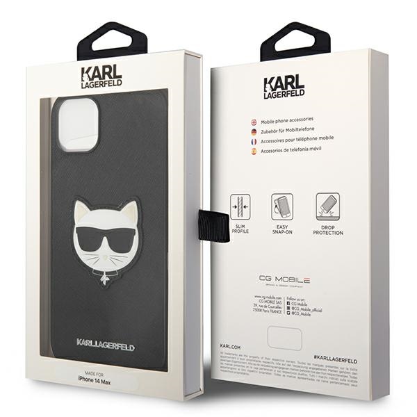 iTok webáruház - Karl Lagerfeld Karl Lagerfeld Saffiano Choupette Head Patch tok iPhone 14 Plus készülékhez (fekete) 8 Karl Lagerfeld Saffiano Choupette Head Patch Case for iPhone 14 Plus (fekete)