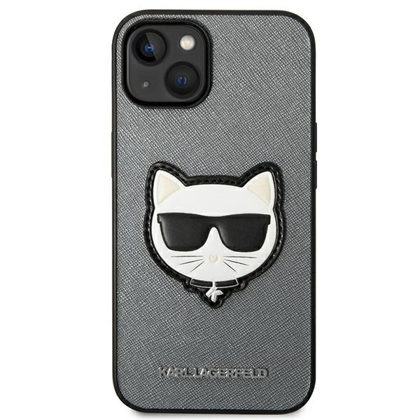 iTok webáruház - Karl Lagerfeld Karl Lagerfeld Saffiano Choupette Head Patch tok iPhone 14 Plus (ezüst) 3 Karl Lagerfeld Saffiano Choupette Head Patch case for iPhone 14 Plus (ezüst)