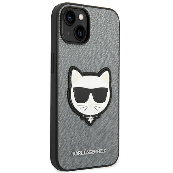 iTok webáruház - Karl Lagerfeld Karl Lagerfeld Saffiano Choupette Head Patch tok iPhone 14 Plus (ezüst) 4 Karl Lagerfeld Saffiano Choupette Head Patch case for iPhone 14 Plus (ezüst)