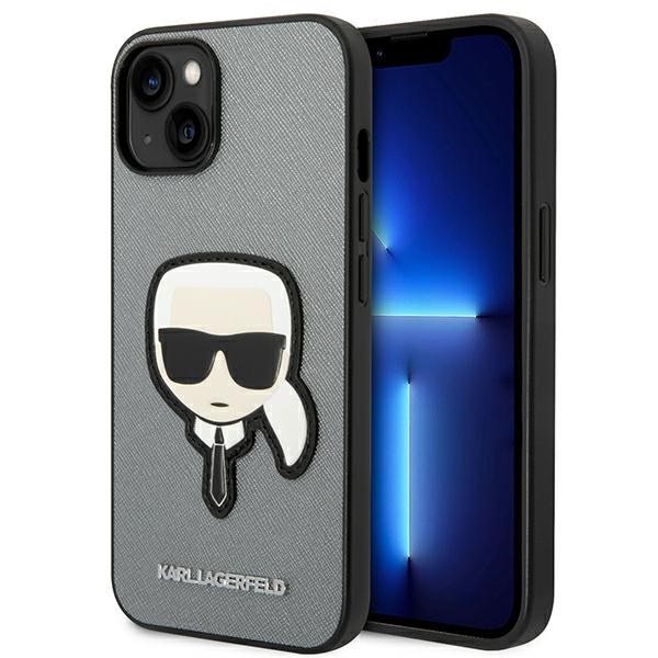 iTok webáruház - Karl Lagerfeld Karl Lagerfeld Saffiano Karl's Head Patch tok iPhone 14 Plus készülékhez (ezüst) 1 Karl Lagerfeld Saffiano Karl's Head Patch case for iPhone 14 Plus (ezüst)