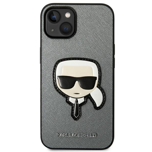 iTok webáruház - Karl Lagerfeld Karl Lagerfeld Saffiano Karl's Head Patch tok iPhone 14 Plus készülékhez (ezüst) 3 Karl Lagerfeld Saffiano Karl's Head Patch case for iPhone 14 Plus (ezüst)