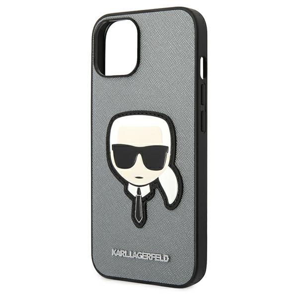 iTok webáruház - Karl Lagerfeld Karl Lagerfeld Saffiano Karl's Head Patch tok iPhone 14 Plus készülékhez (ezüst) 6 Karl Lagerfeld Saffiano Karl's Head Patch case for iPhone 14 Plus (ezüst)
