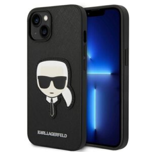 Karl Lagerfeld Saffiano Karl’s Head Patch tok iPhone 14 Plus (fekete)