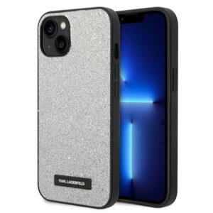 Karl Lagerfeld Glitter Plaque Logo tok iPhone 14 Plus készülékhez – ezüst