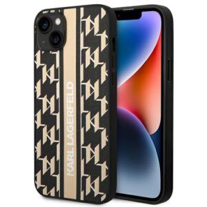 Karl Lagerfeld KLHCP14MPGKLSKW Monogram Stripe keménytok iPhone 14 Plus készülékhez – barna