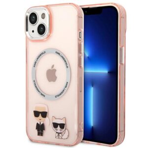Karl Lagerfeld KLHMP14MHKCP iPhone 14 Plus tok – Karl & Choupette Aluminum MagSafe, rózsaszín