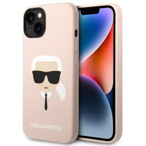 Karl Lagerfeld Silicone Karl’s Head MagSafe szilikon tok iPhone 14 Plus készülékhez (világos rózsaszín)