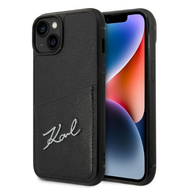 iTok webáruház - Karl Lagerfeld Karl Lagerfeld Signature Logo kártyatartós tok iPhone 14 Plus készülékhez (fekete) 1 Karl Lagerfeld Signature Logo Cardslot case for iPhone 14 Plus (fekete)