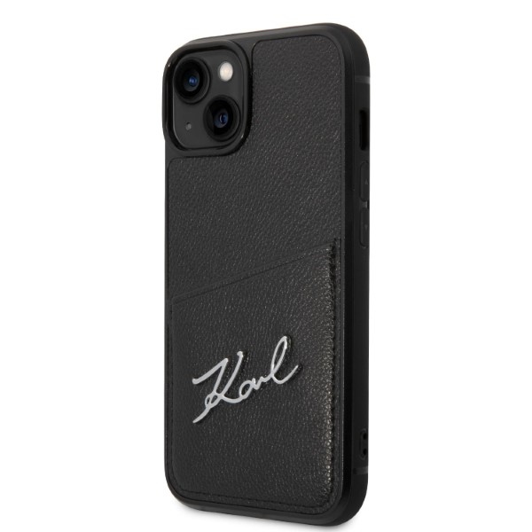 iTok webáruház - Karl Lagerfeld Karl Lagerfeld Signature Logo kártyatartós tok iPhone 14 Plus készülékhez (fekete) 2 Karl Lagerfeld Signature Logo Cardslot case for iPhone 14 Plus (fekete)