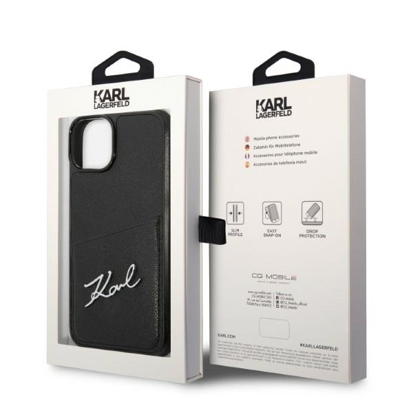 iTok webáruház - Karl Lagerfeld Karl Lagerfeld Signature Logo kártyatartós tok iPhone 14 Plus készülékhez (fekete) 8 Karl Lagerfeld Signature Logo Cardslot case for iPhone 14 Plus (fekete)