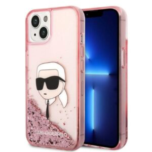 Karl Lagerfeld Liquid Glitter Karl’s Head tok iPhone 14 Plushoz (rózsaszín)