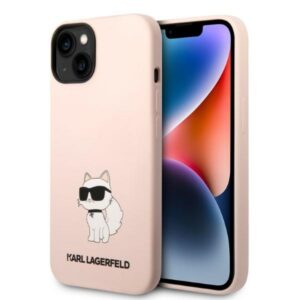 Karl Lagerfeld KLHCP14MSNCHBCP Silicone Ikonik Choupette szilikon tok iPhone 14 Plus készülékhez – rózsaszín