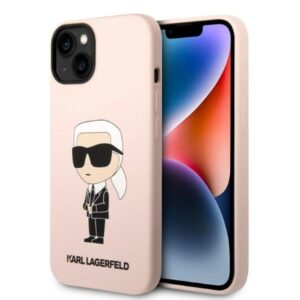 Karl Lagerfeld KLHMP14MSNIKBCP iPhone 14 Plus szilikontok – Silicone Ikonik MagSafe, rózsaszín