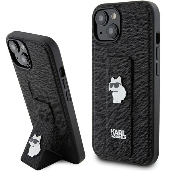 iTok webáruház - Karl Lagerfeld Karl Lagerfeld Gripstand Saffiano Choupette Pins tok iPhone 15 Plus / 14 Plus (fekete) 1 Karl Lagerfeld Gripstand Saffiano Choupette Pins Case for iPhone 15 Plus / 14 Plus (fekete)