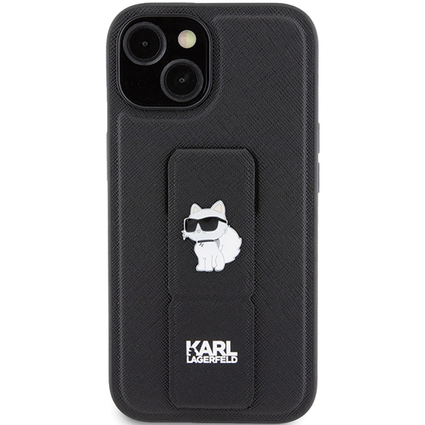 iTok webáruház - Karl Lagerfeld Karl Lagerfeld Gripstand Saffiano Choupette Pins tok iPhone 15 Plus / 14 Plus (fekete) 3 Karl Lagerfeld Gripstand Saffiano Choupette Pins Case for iPhone 15 Plus / 14 Plus (fekete)
