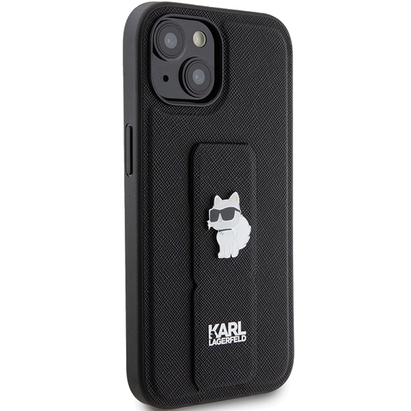 iTok webáruház - Karl Lagerfeld Karl Lagerfeld Gripstand Saffiano Choupette Pins tok iPhone 15 Plus / 14 Plus (fekete) 4 Karl Lagerfeld Gripstand Saffiano Choupette Pins Case for iPhone 15 Plus / 14 Plus (fekete)