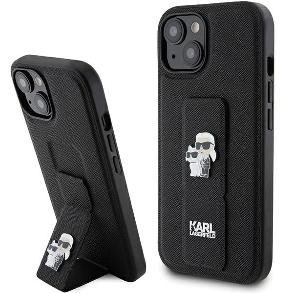 iTok webáruház - Karl Lagerfeld Karl Lagerfeld Gripstand Saffiano Karl&Choupette Pin tok iPhone 15 Plus / 14 Plus (fekete) 1 Karl Lagerfeld Gripstand Saffiano Karl&Choupette Pins case for iPhone 15 Plus / 14 Plus (fekete)