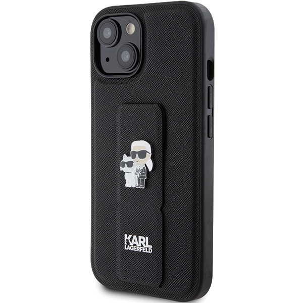 iTok webáruház - Karl Lagerfeld Karl Lagerfeld Gripstand Saffiano Karl&Choupette Pin tok iPhone 15 Plus / 14 Plus (fekete) 2 Karl Lagerfeld Gripstand Saffiano Karl&Choupette Pins case for iPhone 15 Plus / 14 Plus (fekete)