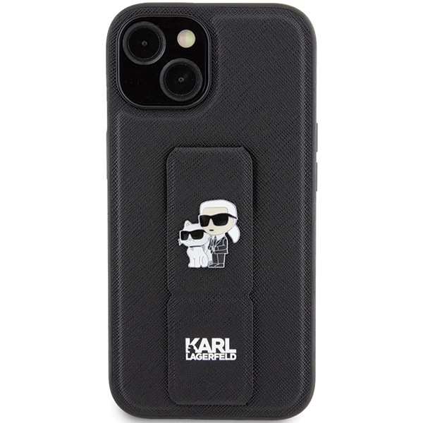 iTok webáruház - Karl Lagerfeld Karl Lagerfeld Gripstand Saffiano Karl&Choupette Pin tok iPhone 15 Plus / 14 Plus (fekete) 3 Karl Lagerfeld Gripstand Saffiano Karl&Choupette Pins case for iPhone 15 Plus / 14 Plus (fekete)