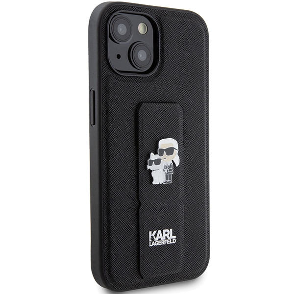 iTok webáruház - Karl Lagerfeld Karl Lagerfeld Gripstand Saffiano Karl&Choupette Pin tok iPhone 15 Plus / 14 Plus (fekete) 4 Karl Lagerfeld Gripstand Saffiano Karl&Choupette Pins case for iPhone 15 Plus / 14 Plus (fekete)