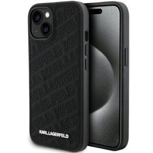 Karl Lagerfeld Quilted K Pattern tok iPhone 15 Plus / 14 Plus készülékhez (fekete)