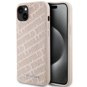 Karl Lagerfeld Quilted K Pattern tok iPhone 15 Plus / 14 Plus (rózsaszín)