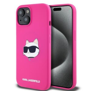 Karl Lagerfeld Silicone Choupette Head MagSafe szilikon tok iPhone 15 Plus / 14 Plus készülékhez (rózsaszín)