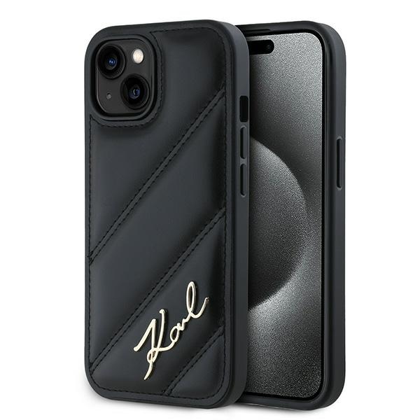 iTok webáruház - Karl Lagerfeld Karl Lagerfeld Diagonal Quilted Script tok iPhone 15 Plus / 14 Plus készülékhez (fekete) 1 Karl Lagerfeld Diagonal Quilted Script case for iPhone 15 Plus / 14 Plus (fekete)