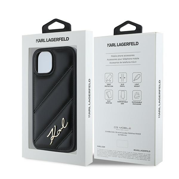 iTok webáruház - Karl Lagerfeld Karl Lagerfeld Diagonal Quilted Script tok iPhone 15 Plus / 14 Plus készülékhez (fekete) 8 Karl Lagerfeld Diagonal Quilted Script case for iPhone 15 Plus / 14 Plus (fekete)